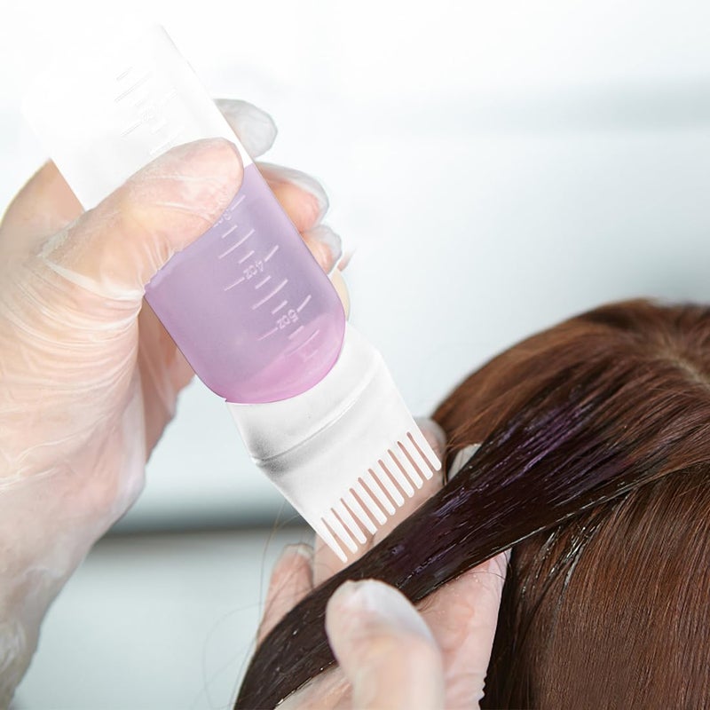 ELANE 4 Pcs Root Comb Applicator Bottle 6oz,Hair Oil Applicator Bottle for Hair,Oil Comb Applicator Hair Bottle Applicator for Hair Dye Shampoos Hair Salons Camping Traveling(White) - Image 4